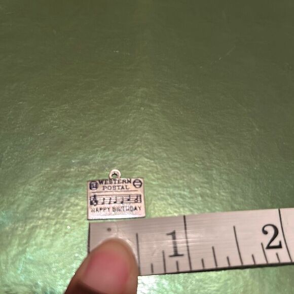 Vintage Sterling Silver 925 Westen Postal Happy Birthday Charm Telegram Art Deco - Picture 5 of 7